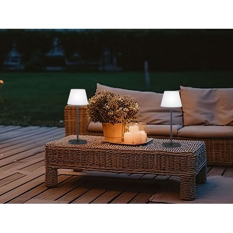 2er SET dimmbare Outdoor Akku Tischlampen ohne Stromkabel - Höhe 38cm (1/5)