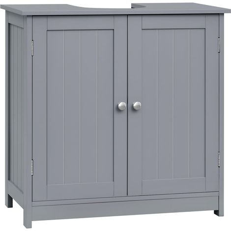 WOLTU Mueble para Debajo del Lavabo Madera 2 Puertas para Cuarto de Baño 60x60x30cm Gris (1/5)