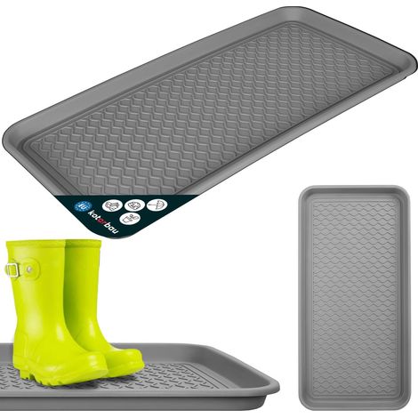 KOTARBAU® Bac à Chaussures - Bac D'égouttement pour Chaussures - Plastique - 38 x 76 cm - Gris - Imperméable - pour Couloir - Plateau Égouttoir à Bord Surélevé (1/5)