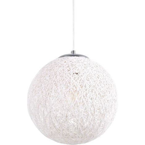 MINKUROW Lampadario In Rattan Con Paralume A Cupola In Sisal, Diametro (Bianco, 25 Cm). (1/4)