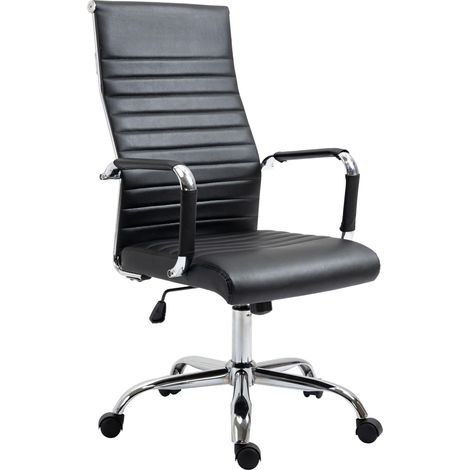 Fauteuil de direction ergonomique avec fonction bascule, réglable en hauteur, revêtu de similicuir et de mousse, noir