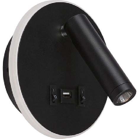 Lampada a parete matsys 11w led 657lm 3000k, porta usb l.9xw.4xh.120cm nero