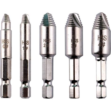 5pcs Extracteurs de Vis Endommagés 1/4, Retrait Facile des Écrous Cassés, Acier Inoxydable (1/5)