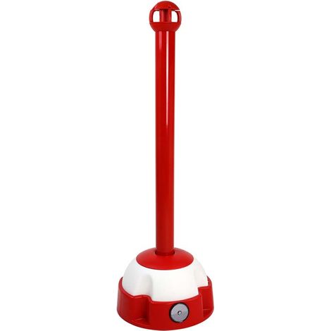 Poteau aluminium rouge sur socle balise avec tête 4 crochets - 2020244