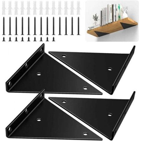 Supports d'étagère flottants pack de 4 – Équerres triangulaires invisibles en métal ferreux – Dimensions 13x14cm pour fixation murale-ARCAN (1/3)