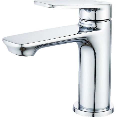 Robinet de Salle de Bain, Mitigeur de Lavabo Moderne - Robinet Mélangeur en Laiton Massif, Économiseur D'Eau et Durable, Chromé (1/5)