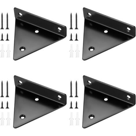 BUNTHAUS 4 Pièces Supports d'étagère Flottants, Supports à Tablettes Muraux Triangulaires Invisibles, Equerre Etagere Murale Métal pour étagère，80100mm (1/5)