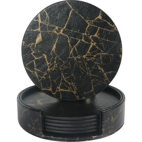 Dessous de verre en cuir pour protéger les tables et les bureaux des taches. Dessous de verre en cuir durable et antidérapant. Convient aux surfaces courantes. (1/5)