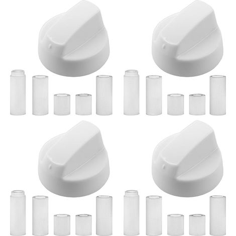 Bouton de commande Universel Blanc Pour toutes les marques et modèles de cuisinière et plaque de cuisson (Lot de 1,2,4,6 ou 8 adaptateurs) Pack Quantity: 4 (1/5)