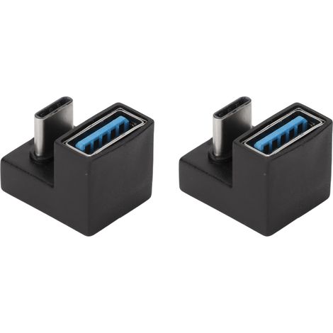 Adaptateur USB-C 180° Double Pack 5 Gbps, Connexion USB Femelle vers USB-C Mâle pour Smartphone et Tablette (1/5)