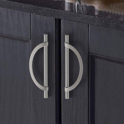 Tirador de mueble de cocina gris perla, juego de 2, con tornillos, de aleación de zinc, para escritorios y cajones, distancia entre agujeros: 96 mm (1/5)