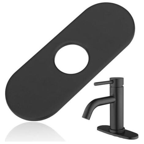 (Noir mat, 161 mm) Cache trou de robinet en acier inoxydable 1 lot de rosaces rondes pour robinet d'évier de salle de bain et de cuisine à 1 ou 3 trous (1/5)