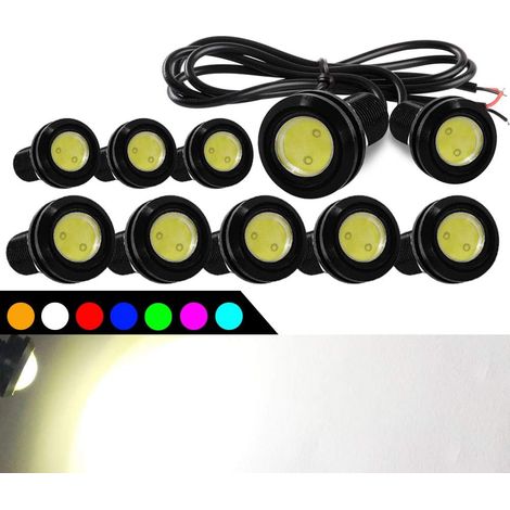 10pcs Haute Puissance 9W 18mm Eagle Eye LED DRL Antibrouillard Lumière de Moto Feux Diurnes DRL Feu Arrière Sauvegarde Voiture Moteur Feux de Gabarit (blanc) (1/5)