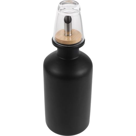 Distributeur de Accessoire Salle de Bain Minimaliste en Verre 350 ML avec Bec Verseur Propre, Plateau en Bois et Verre pour Spa ou Bureau (1/5)