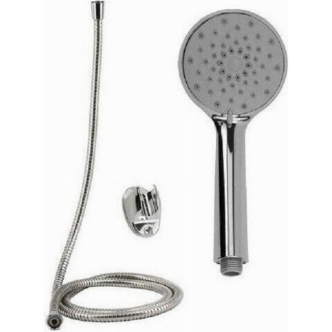 Trade Shop - Kit De Ducha De Mano Redonda Para Cuarto De Baño Con Encaje De Mano Soporte De 1,8 M 69348 - (1/2)