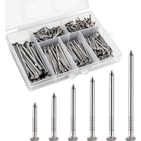 Lot de 480 clous en acier inoxydable 304 (480 pièces) - Clous suspendus pour tableau - 6 tailles (1/5)