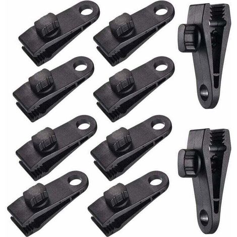 10 Sets Clip de Bâche Tente Pince Bâche Auvents Clip , XU, Pince à Bâche, Pince pour Tente, Pour Tente Voiture, Bâche, Auvents, Camping,le noir, - KZQ (1/4)