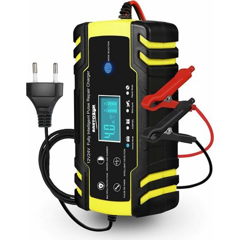 Chargeur de batterie de voiture intelligent, 12V 8A / 24V 4A, écran tactile LCD, compatible avec les batteries de voiture et de moto de 6Ah à 150Ah. (1/5)