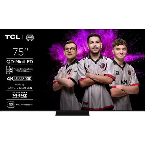 TCL – TV QLED 75" 4K UHD – QD-Mini LED – 144Hz – Dolby Atmos – Smart TV Google TV – 3000 cd/m² – 4 HDMI – Aluminium brossé
