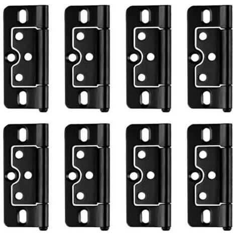 8 Stück robuste Türscharniere, schwarze Falttürscharniere, geräuscharme, nicht-einsteckbare Falttürscharniere, Scharniere für Innen- und Außentüren, Fenster, Schränke (76 mm x 35 mm) (1/5)
