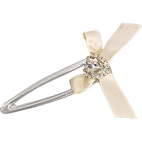 Nœud papillon Pinces à Cheveux Strass Déco Frange Accessoire Coiffure Barrettes Fille Blanc Lait (1/5)