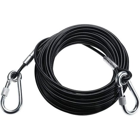 Laisse de maison pour chien en acier inoxydable et PVC - 2 m - Avec crochet rotatif - 3 mm d'épaisseur - Robuste - Pour grands chiens - Camping, jardin, pique-nique, plage, parc, extérieur (1/5)