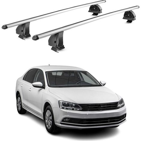 OMAC Barres de toit transversales en aluminium pour VW Jetta VI 2010-2018 – TÜV / DIN 75302:2019 – Antivol inclus – Charge max 75 kg – 2 barres – Gris (1/4)