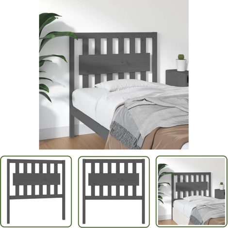 SKM Tête de lit Gris 95,5x4x100 cm Bois massif de pin (1/5)