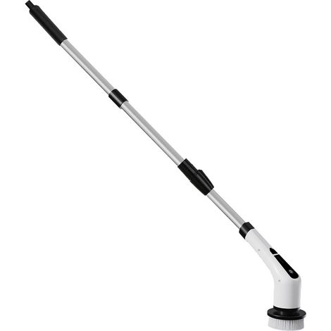 Brosse rotative électrique sans fil avec manche rallongeable, outil de nettoyage ménager multifonction, évite de se pencher, pour douche, cuisine et revêtements de sol (1/5)