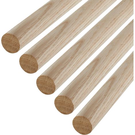 SOTECH Kleiderstange Garderobenstange Rundstab Holzstab zum Basteln Ø 30 mm Eiche Länge: 100 cm , 5 Stück