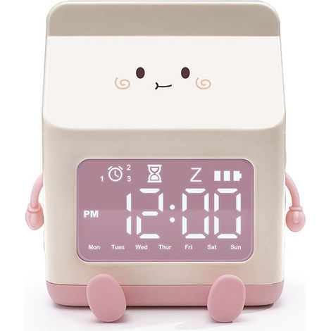 Réveil Enfant Design Biberon/Lait - Pour Filles - Fonction Snooze, Entraînement au Sommeil - Pour École ou Maison (1/5)