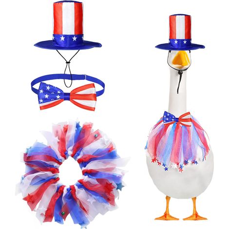 Disfraz decorativo para el Día de la Independencia: Ganso blanco (58 cm), conjunto de 3 piezas con cerdo y ganso blancos. (1/4)