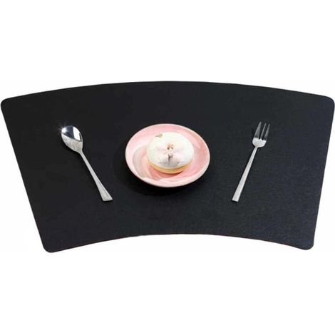 4er-Pack Platzsets mit Schleife aus Kunstleder, schwarz, 43 x 30 cm, schwarz
