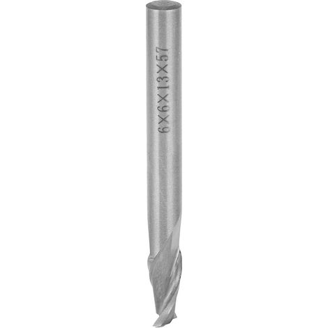 Fraise en spirale 2 dents acier rapide queue droite outil CNC fraisage métal 6x6x13x57mm (1/5)