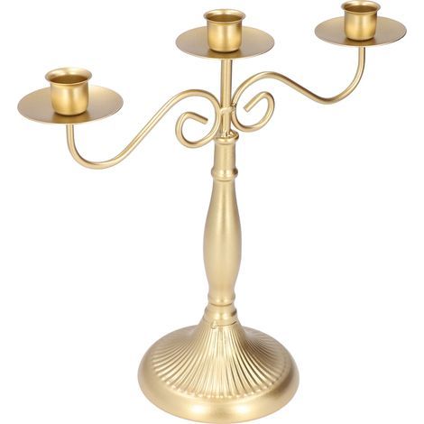 Bougeoirs de Style européen, support de bougie à 3 têtes en or pour dîner de fête de mariage