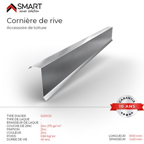 Bravo The Smart Solution – Cornière de rive en acier galvanisé H12 – Accessoire toiture 1m – Résistance accrue pour couverture légère – Installation facile (1/2)