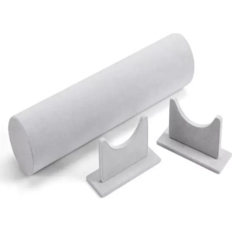 1 présentoir à bijoux, velours gris, diamètre 11 cm, longueur 30 cm, pour bandeaux et accessoires capillaires (1/5)