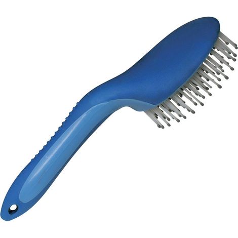 blu - Zweifarbige runde Feinzahnbürste mit rutschfestem Griff