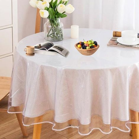 Nappe Ronde Transparente-Film De Protection De Table Transparent-Film Pvc Anti-Graisse-Film De Protection De Table-Rond-Diam[IN18] (1/5)
