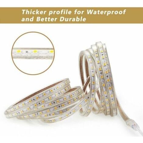 Bande lumineuse LED 3M, bande lumineuse LED très lumineuse 220 V, 5050 IP65 étanche, blanc chaud (1/3)