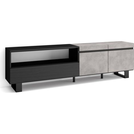 Skraut Home - TV-Schrank, Lowboard, für Wohnzimmer und Esszimmer, 200x57x35cm, Für TV-Geräte bis zu 80", Industriedesign, Moderner Stil, Zementgrau (1/5)