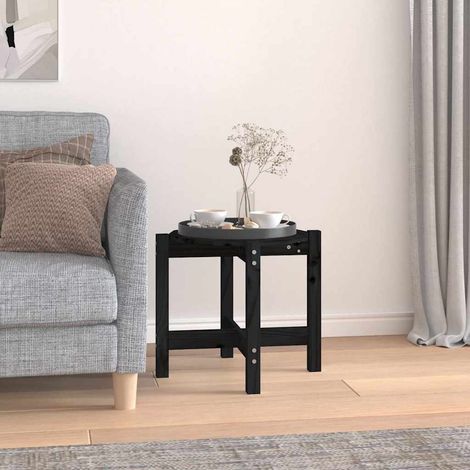 Table basse Table d'appoint pour Salon Chambre - Noir Ø 52,5x45 cm Bois massif de pin BV616743 - BonneVie (1/5)