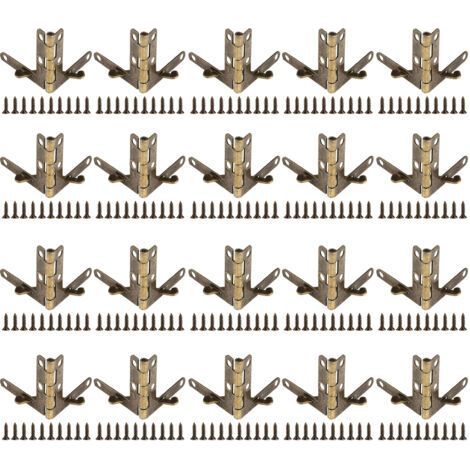20 Pack 90° Angle Spring Hinges for Small Jewelry, Wine Boxes, Watch Boxes, Wooden Lids (Bronze) (1/5)