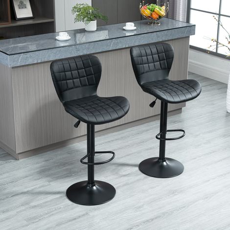2-er-Set Barhocker Retrodesign 47 cm x 51,5 cm x 89-109 cm Schwarz
