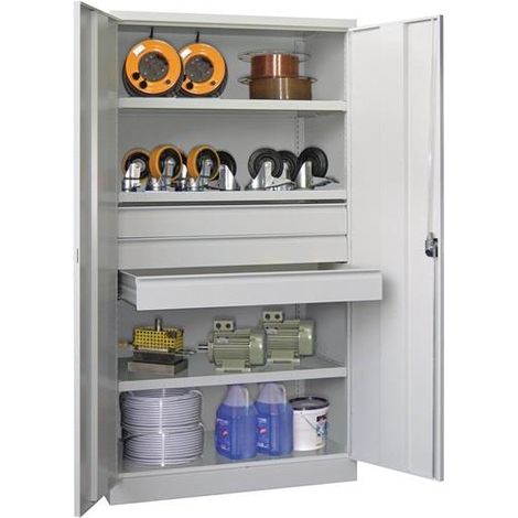Schwerlastschrank Basic H1950xB1040xT630mm lichtgrau 3 Fbd.Schub.3x125mm (1/2)