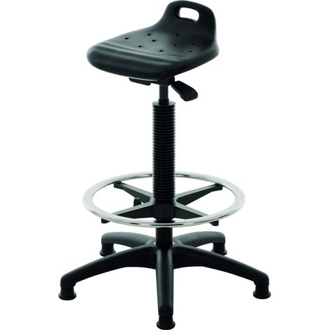 STIER Stehhilfe mit Gleitern und Fußring Sitzhöhe 570-820mm PU-Sitz mit Tragegriff