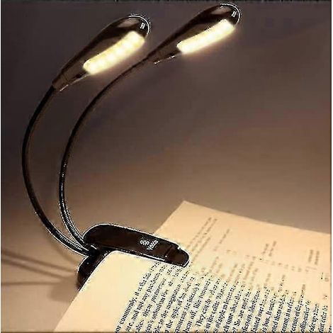 Lampe LED rechargeable à pince réglable pour pupitres de musique et livres, éclairage chaud double, protection des yeux, portable et pratique (1/4)