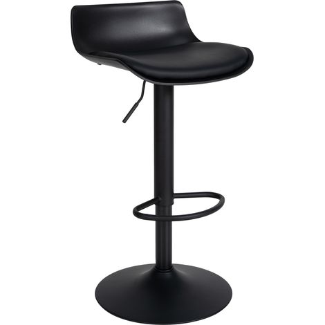 Sgabello da bar x1 con poggiapiedi regolabile in altezza design moderno in PVC nero e metallo nero 100004536
