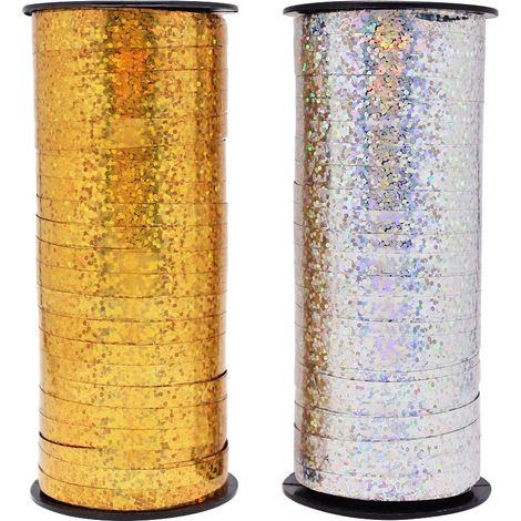 Sollbry Rouleau de ruban à sertir pour emballage de cadeaux et décoration de festival, or et argent, 5 mm de large (1/5)