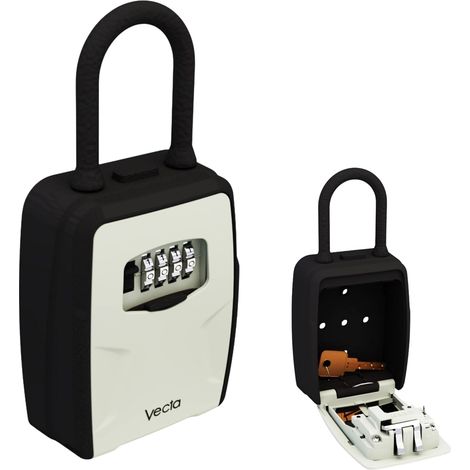 Coffre à Clés avec Anse Portable – Code 4 Chiffres Aluminium, Étanché pour 5 Clés, Noir/Gris – Boîte à Clés Murale (1/5)